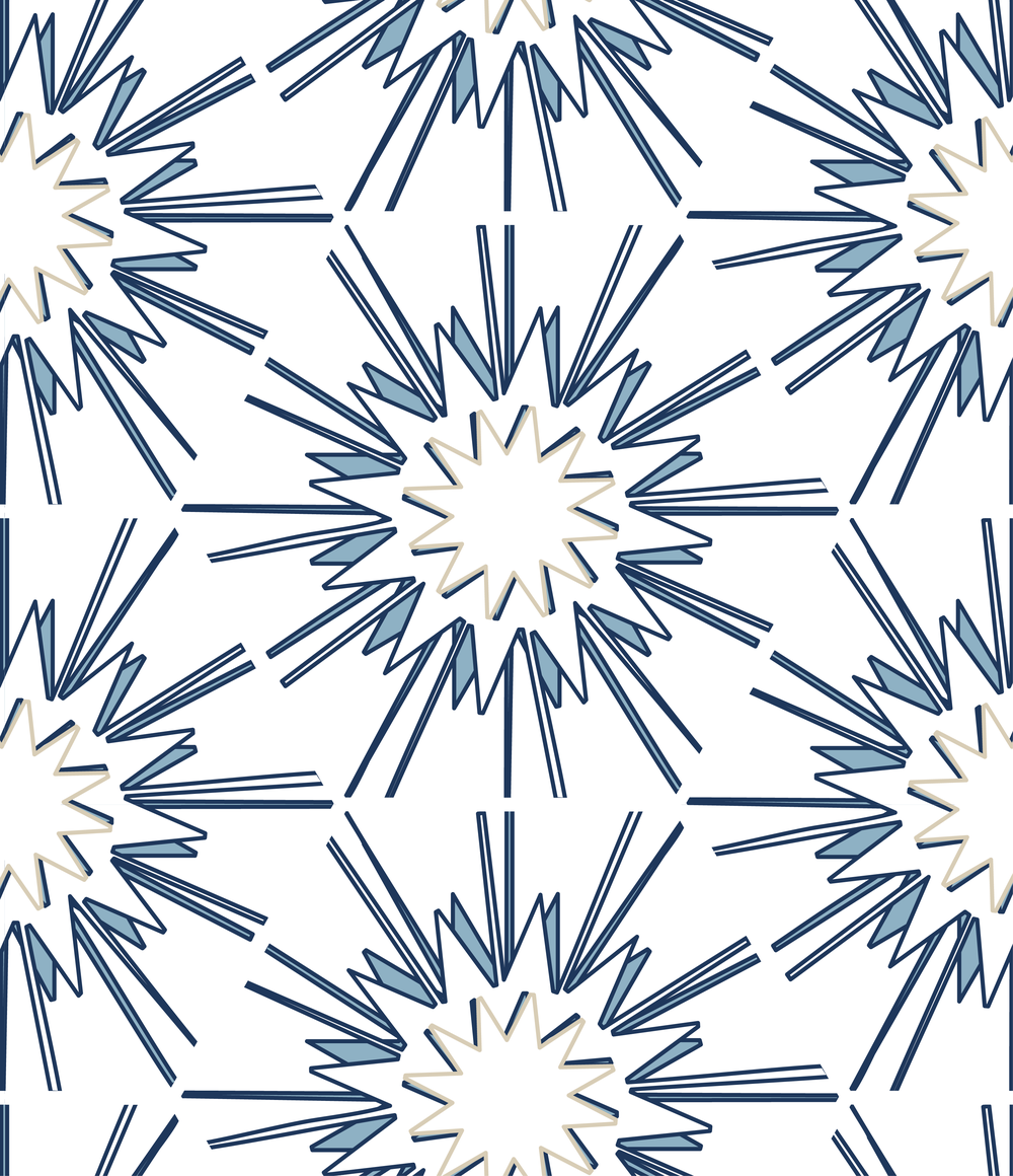 designer wallpaper direct blue and white cream hexagon interior design