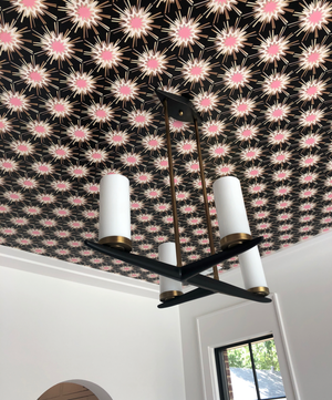 wallpaper on ceiling, ceiling with wallpaper, wallpapered ceiling, ceiling wallpaper photos, wallpaper on ceiling images, black ceiling dining room, dining room ceiling, dining room wallpaper, dallas