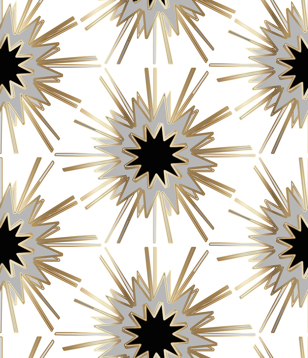 art deco,glamorous wallpaper fabric,black gold grey thistle,hexagon luxurious