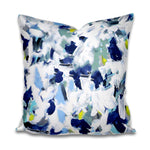 painterly pillow, brush stroke pillow, navy green chartreuse pillow, green navy yellow pillow cover, fabric green navy yellow, artist fabric, fabric with brush strokes
