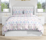 Blue pink and yellow duvet cover