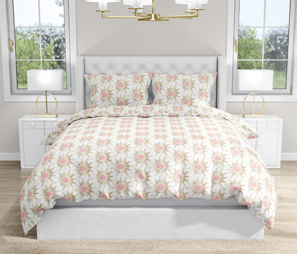 Burst White Pink Gold Bedding