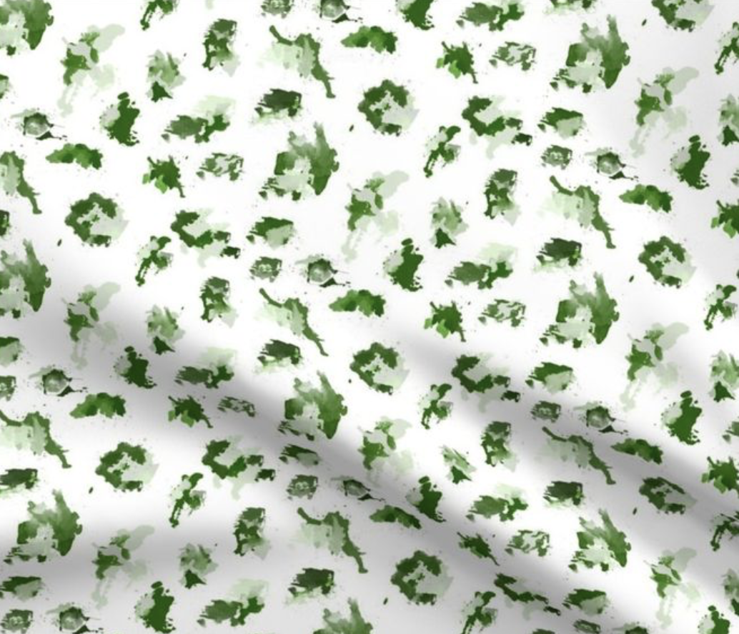 green cheetah fabric, green paint splatter fabric, green leopard fabric, green animal print fabric, green splatter fabric