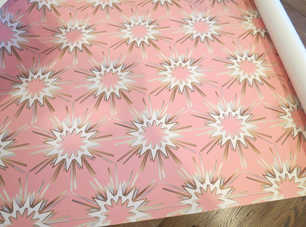 salmon pink wallpaper gold white art nouveau art deco 2016 2017 trend interior design celebrity similar to spark zoffany thistle rug vivienne westwood kelly wearstler style