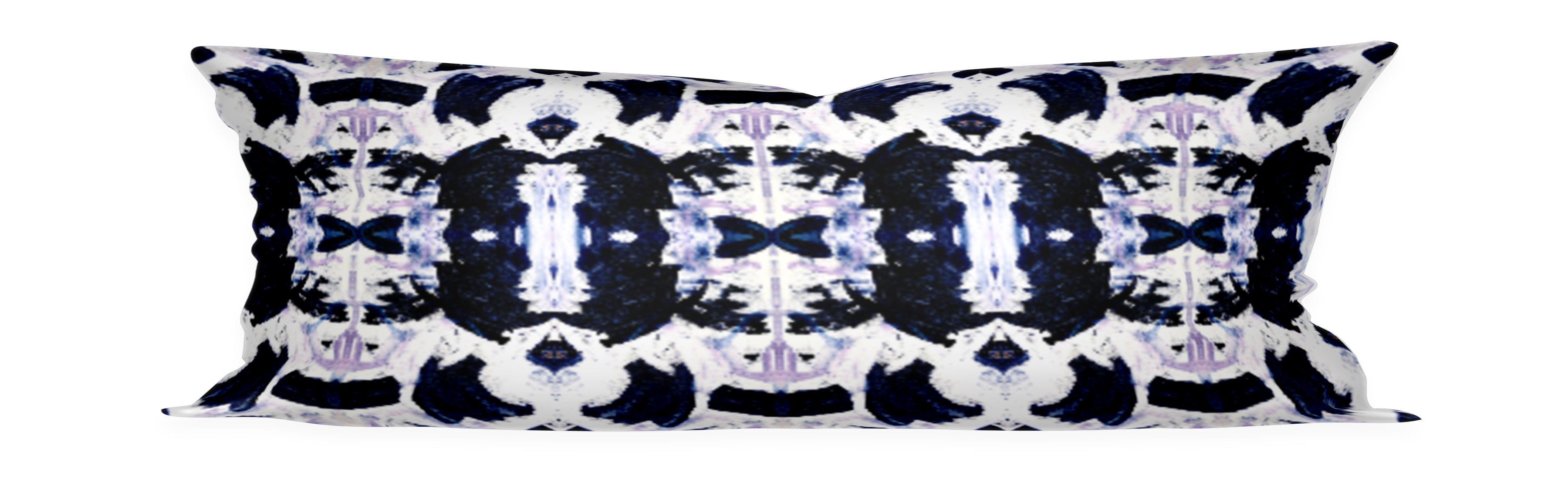 black violet pillow cover, painterly pillow cover black brush strokes, black and purple bed lumbar, long bed pillow black